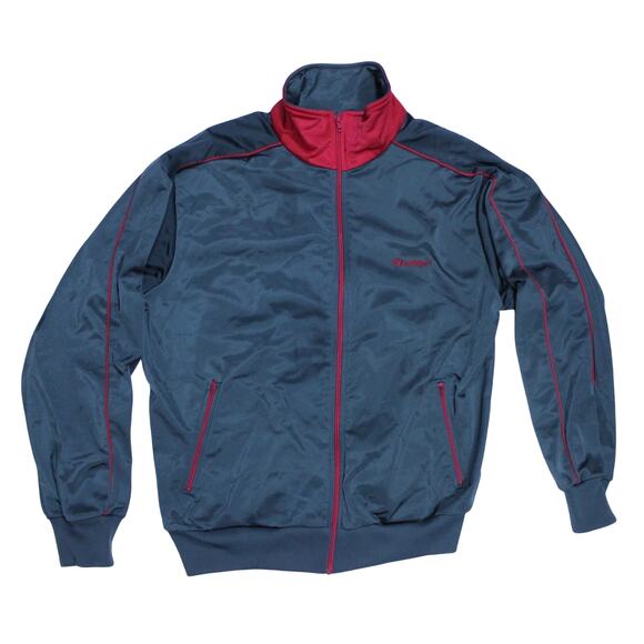 Vintage MacGregor track jacket full zip grey red trim sz L polyester 70s 80s - Picture 1 of 4